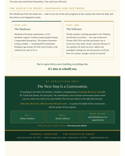 Executive Reset at AgeWell Medicine & Aesthetics Serving Bridgewater, Bedminster, NJ