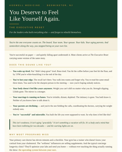 Executive Reset at AgeWell Medicine & Aesthetics Serving Bridgewater, Bedminster, NJ