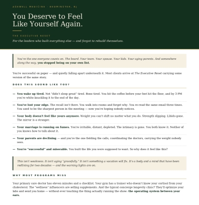 Executive Reset at AgeWell Medicine & Aesthetics Serving Bridgewater, Bedminster, NJ